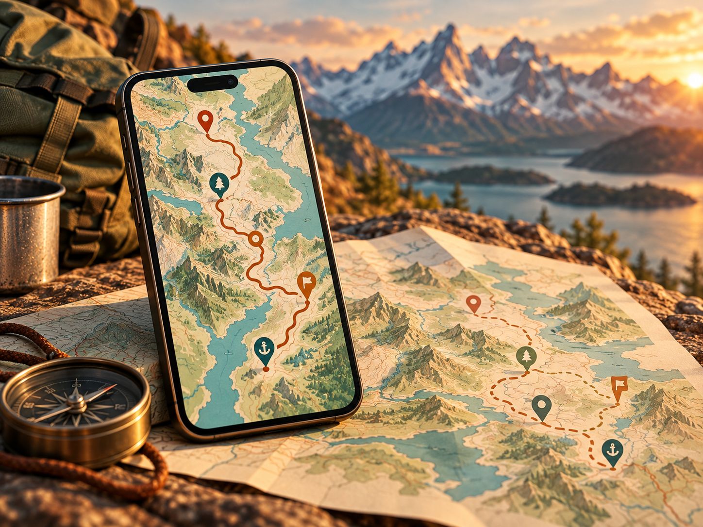 Concept art of a route map on a phone